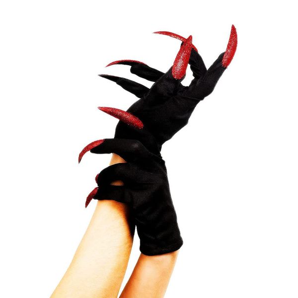 Soochat Halloween Witch Gloves with Glitter Nails Paw Gloves Performance Props Cosplay Costume Accessories Halloween Party Dress up Supplies