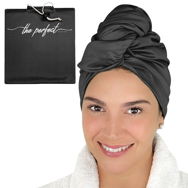 THE PERFECT HAIRCARE Microfiber Hair Towel Wrap Ultra-Fine Anti-Frizz Turban That Never Falls Off - Curly Girl Method Approved & Big (40' x 27.5")