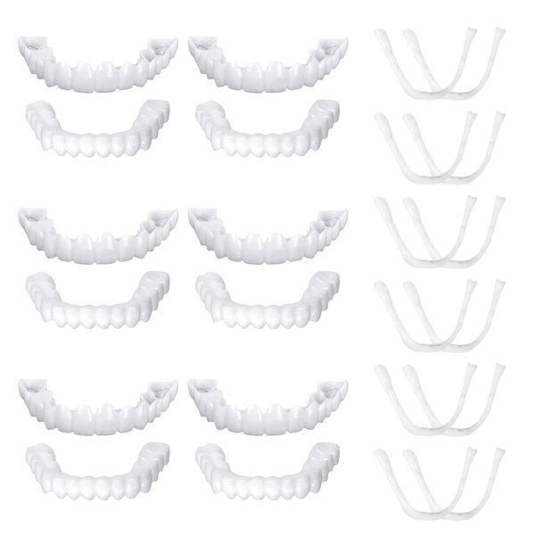 Koorium Clip in Veneers Teeth Set, 1 Pairs Instant Veneers Dentures, False Teeth Veneers Top and Bottom, Confidence Smile Dentures Veneers Comfortable False Teeth, Fake Teeth for Women and Men