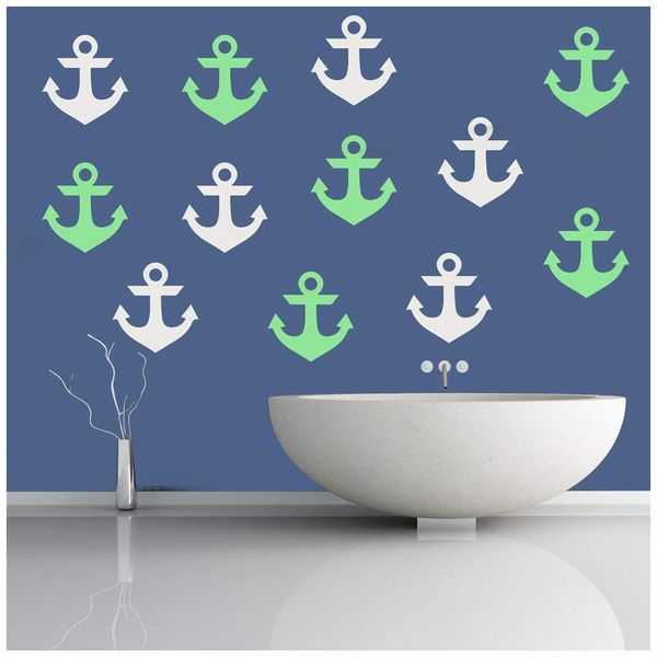 azutura Anchor Seaside Nautical Wall Sticker Pack White