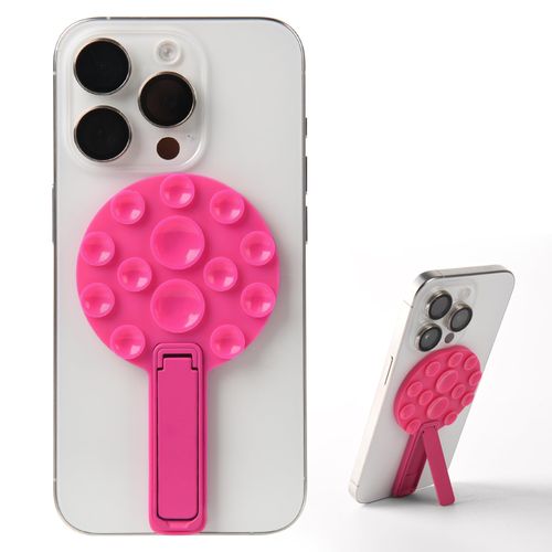 2 In 1 Silicone Sticky Phone Grip, Combines a Powerful Suction Cup and a Durable Mount, Suitable for Any Phone Model Provides Multiple Mounting Options for Selfies and Tiktok Video Recording（Rose Red）