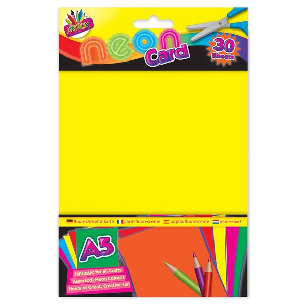 ARTBOX 30 Sheets A5 Neon Card Assorted Colours, 6876