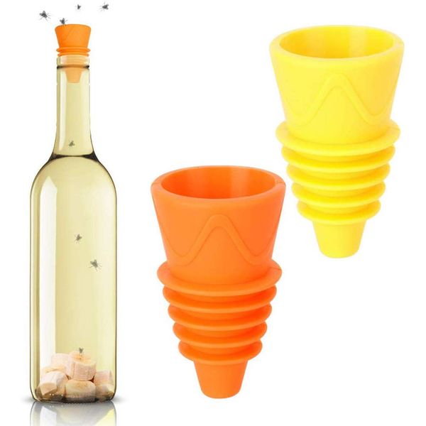 Fruit Fly Traps, 4 Packs Fruit Fly Bottle Top Trap For Kitchens Reusable Outdoor Trap Indoor House, Non-Toxic Food Grade Silicone Reusable Fly Trap