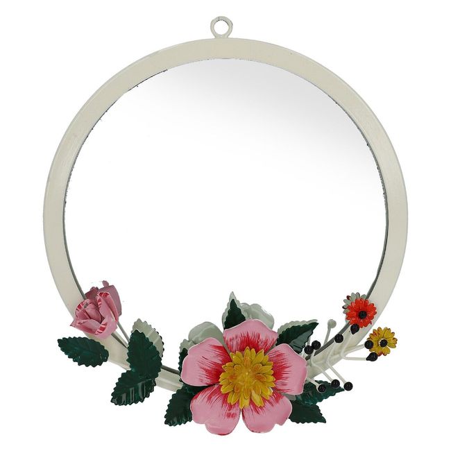 Off White Handcrafted Floral Flower Wall Mirror Home Decoration Gifts