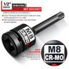 KIRXST Impact Triple Square Spline Bit Socket, 1/2" Drive M8 Spline Bit Socket, CR-MO Steel