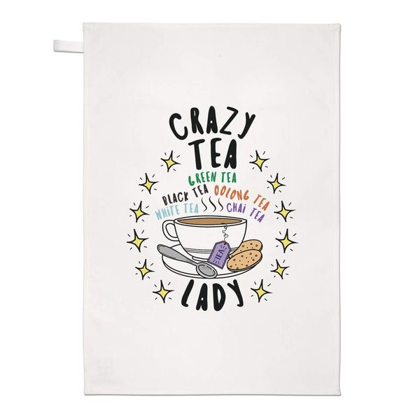 Crazy Tea Lady Stars Tea Towel Dish Cloth
