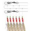 OriGlam 6 Hook Lure Sling Skin, Night Light Salt Water Bait Sling, Feather Skin String Hook Light Fishing Ball
