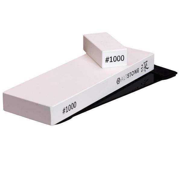 ALTSTONE "Deep FUKAMI" Knife Sharpener, Medium Whetstone, No. 1000, Ceramic Whetstone, Nagura Whetstone, Non-slip Mat, Made in Japan (Medium Sharpening, #1000)