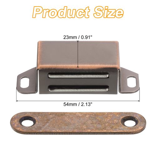 uxcell 2Pcs Cabinet Magnet Latch, 54x23x14mm Adhesive Drawer Latch Magnetic Cabinet Catches Sliding Door Closure for Cabinet Kitchen Closet Doors, Red Bronze