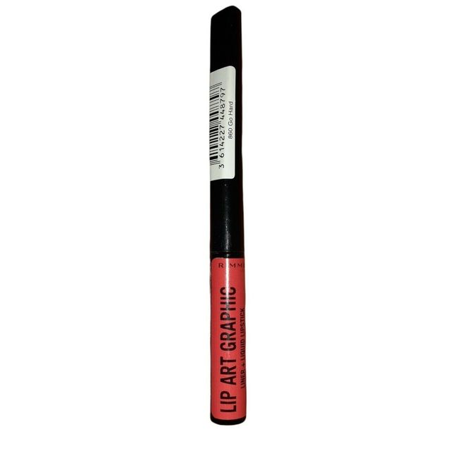 RIMMEL Lip Art Graphic 860 GO HARD 2-in-1 Liquid Lipstick Liner  c15
