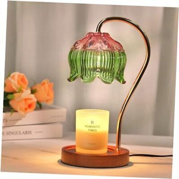 Dimmable Flower Candle Warmer Lamp with Timer, Pink Candle A1-flower Pink Green