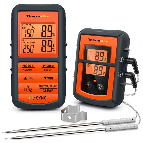 ThermoPro TP08 500FT Wireless Meat Thermometer for Grilling Smoker BBQ Grill Oven Thermometer with Dual Probe Kitchen Cooking Food Thermometer