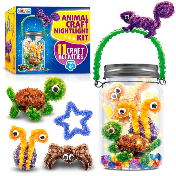 Learn & Climb Arts and Crafts Kit for Kids, Make Your Own Animal Night Light, Perfect for Creative Girls and Boys Ages 8,9,10-12 Year Old, Great Gift Idea