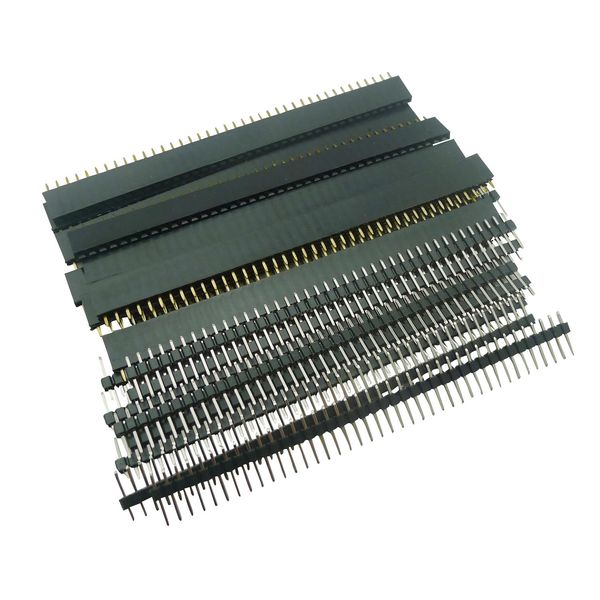 KKHMF 20PCS Single 40 Pin Male+Female Straight Pin Header for PCB 2.54 mm