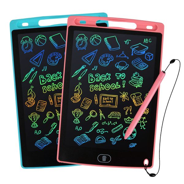 kogabanny 2 Pack LCD Writing Tablet, Doodle Scribbler Pad 8.5 inch Colorful Screen Drawing Board Learning Gift for Kids, Educational Toys for 3-6 Years Old Boys & Girls, Pink+Blue