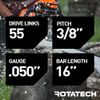 x2 (Two) GENUINE Rotatech CHAINSAW SAW CHAIN FITS STIHL MS181 16" BAR (2 Chains)