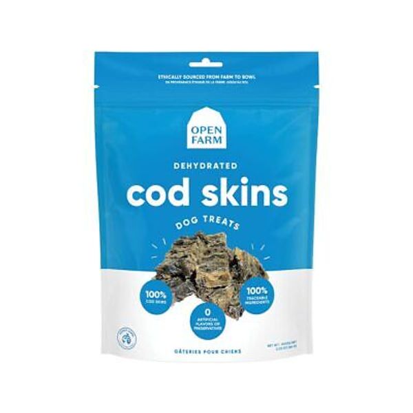 Dehydrated Cod Skin Grain-Free Dog Treats, One-Ingredient Gently Cooked Pacif...