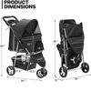 Pet Stroller 3 Wheels Multifunction Dog Cat Stroller w/Storage Basket&Cup Holder
