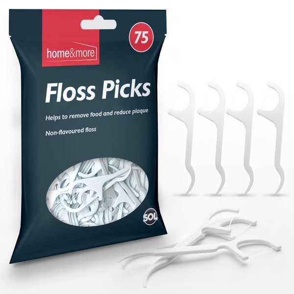 75pk SOL Dental Floss Stick | Durable & Portable Floss Harps | Premium Polymer Thread Tooth Floss Picks | Toothpicks Sticks Flossers | Dental Floss Picks | Plastic Toothpicks Stick Floss Sticks Dental