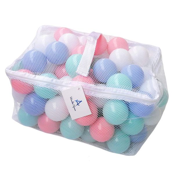 Wonder Space Soft Pit Balls, Chemical-Free Crush Proof Plastic Ocean Ball, BPA Free with No Smell, Safe for Toddler Ball Pit/Kiddie Pool/Indoor Baby Playpen, Pack of 100 (Mix - Pastel)