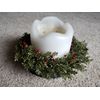 NWT Large 11.5" Mini Leaf Red Berry 3 wick Candle Ring Wreath Table Wall Decor