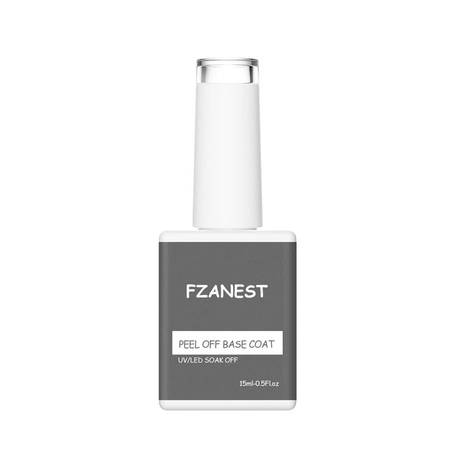 FZANEST Peel Off Gel Base Coat For Gel Nail Polish,15ml UV LED Light Peelabel Base Gel Polish Non Toxic Vegan Cruelty Free