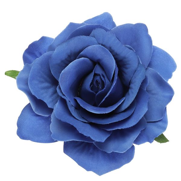 sourcing map 1 Pcs Rose Flower Hair Clips 4 Inch Flower Hair Pins Flower Brooch for Women Hair Accessories Blue