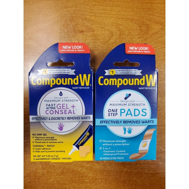 2 Pack: Compound W Fast Acting Gel + Conseal & One Step Pads Exp 12/26 E17C