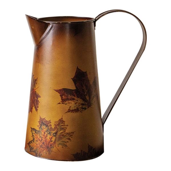 Metal Pitcher Fall Leaves By Manual Woodworkers & Weavers
