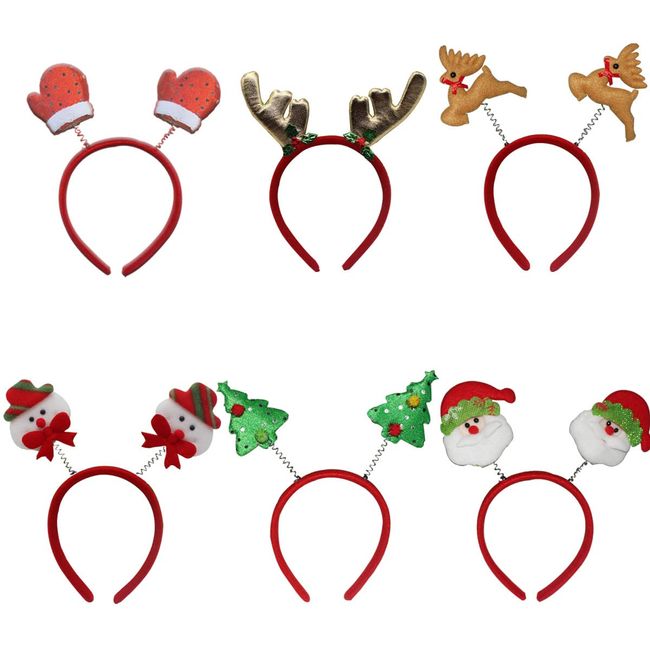 HONGECB Weihnachten Haarreifen- Santa Claus Weihnachtsbaum Antlers, Rentier Stirnband, Weihnachten Stirnbänder, Haarreifen Weihnachten, Für Weihnachtskostüm Party Dekoration, 6 Stück.