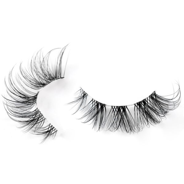 Clear Band Falsche Wimpern D Curl Russische Streifen Falsche Wimpern Manga Lashes Natürlich aussehende falsche Wimpern, die wie einzelne Cluster aussehen Wispy Mink Eye Lashes Pack (DZ7714)