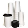 20oz White Coffee Cups and Black Flat Lids Hot Cold Drinks Disposable 400pcs