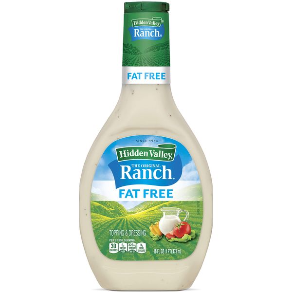 Hidden Valley Original Ranch Fat Free Salad Dressing & Topping, Gluten Free - 16 Ounce Bottle (Package May Vary)