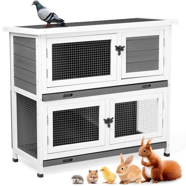 36" 2 Storey Chicken Coop Rabbit Hutch Wood House Pet Cage for Small Animals