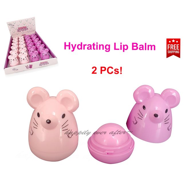 2 PCs PX look Hydrating Lip Balm - Cute Mouse Case Lip moisturizer Lip Balm