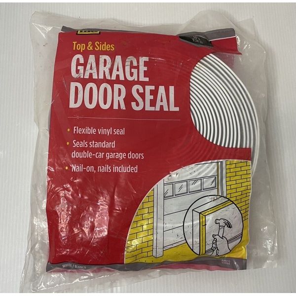 MD Vinyl Garage Door Weatherstrip Seal Roll White 30ft For Top & Sides