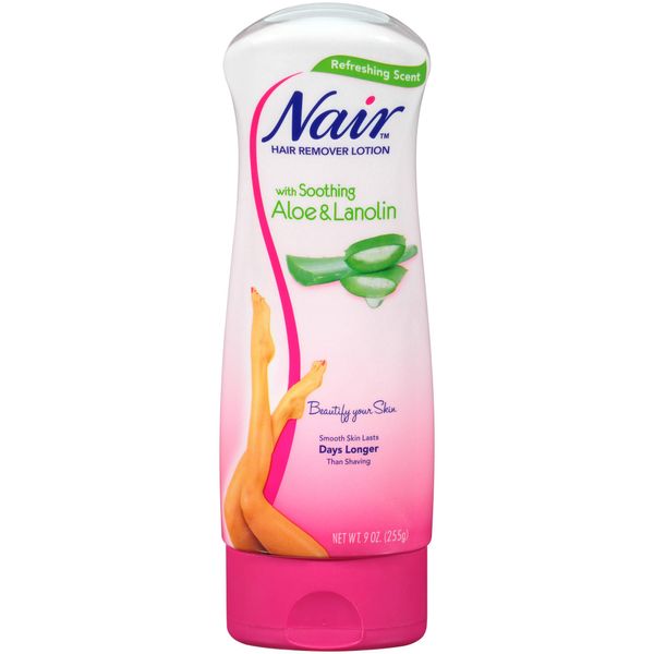 Nair Hair Removal Body Cream With Aloe and Water Lily, Leg and Body Hair Remover, 9 Oz Bottle