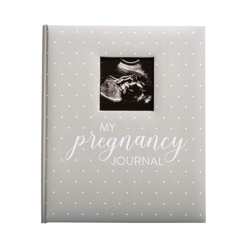 Kate & Milo Gray and White Polka Dot Pregnancy Journal, Keepsake Pregnancy Memory Book with Sonogram Photo, First Through Third Trimester Pregnancy Milestone Tracker, Gray