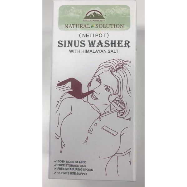 Natural Solution Neti Pot with Himalayan Pink Salt Sinus Washer, 15 Use Supply