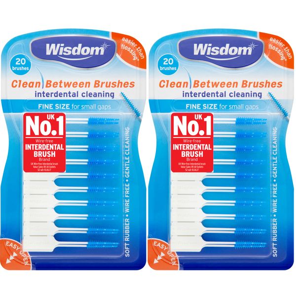 Wisdom Clean Between Fine Blue Brushes - Pack of 2, Total 40