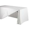 Event Decor White 6ft Fitted 3 sided Rectangular Tablecloth with Flap for Exhibition Trestle Table Party Reception Banquet