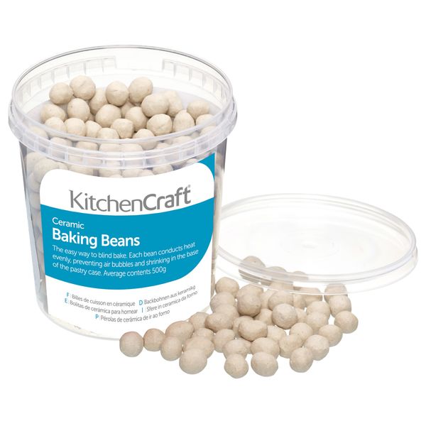 KitchenCraft Ceramic Baking Beans for Blind Baking Pastry, Washable and Reusable, Heatproof Ceramic, 500g