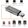 SD Card Reader, 3-in-1 USB 2.0 / USB C/Micro USB Card Reader - SD, Micro SD, SDXC, SDHC, Micro SDHC, Micro SDXC Memory Card Reader for MacBook PC Tablets Smartphones with OTG Function, Silver