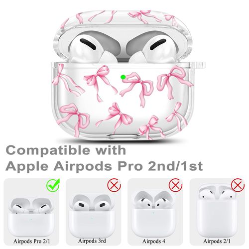 for Airpods Pro 2nd Generation Case Cover with Cleaner Kit, Clear Flower Case for Women Cute Protective with Keychain for AirPod Pro 2nd 2023/2022