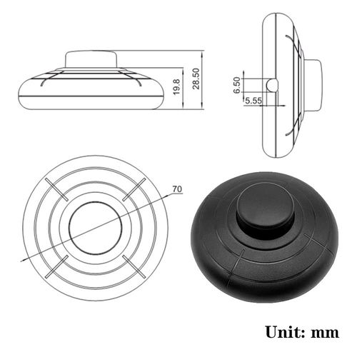 Pireunthera Round Foot Switch Lamp Foot Push Switch Standard Lamp Round in-Line Foot Press Switch Use for Floor Lamp Standing Lamp Table Lights, Black