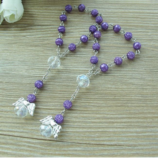 silver plated crystal mini decade finger rosaries