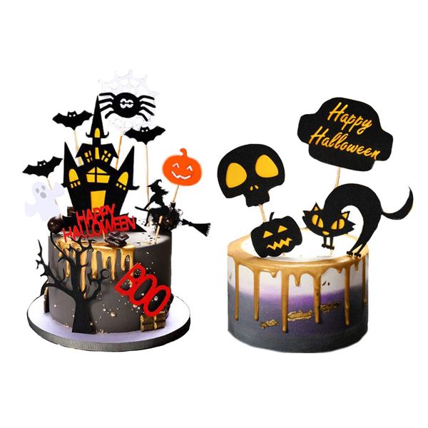 Set of 15 Halloween Cake Topper,Cake Topper Haunted House Cake Topper Halloween Cake Decoration Ghost Cake Decoration Pumpkin Cupcake Decoration for Wizard Party Ghost Party Spider Party