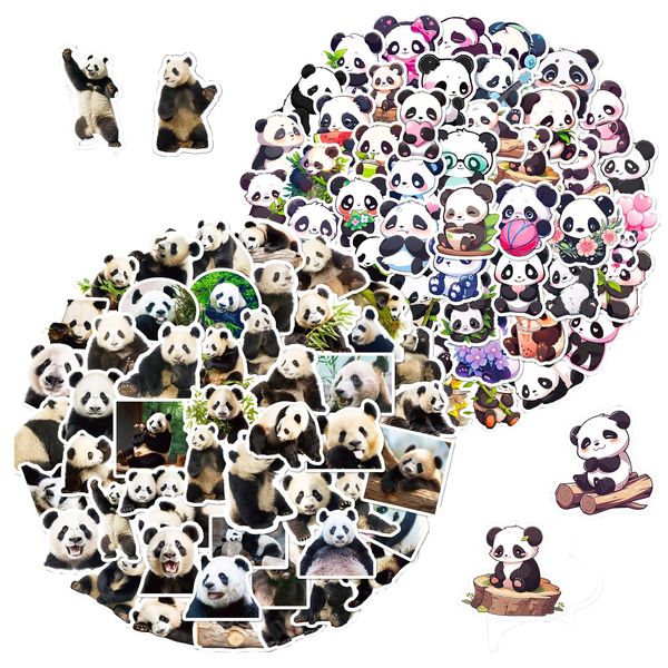 Tisaindor 100PCS Panda Stickers,Water Bottle Stickers,Cute Stickers, Stickers for Kids, Stickers for Kids Classroom,for Luggage, Teaching Rewards，Skateboard，Laptop Sticker (Pandas)