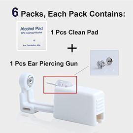 NEW 6 Pcs Ear Piercing Kit Disposable Ear Piercing Gun Kit with