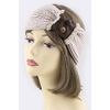 GREY RECTANGLE LACE FRAMED PATCH ACCENT KNIT HEADWRAP